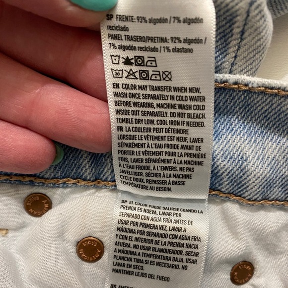 American Eagle Highest Rise Baggy Straight Jeans Light Wash Blue Womens 000 Reg - Picture 9 of 12